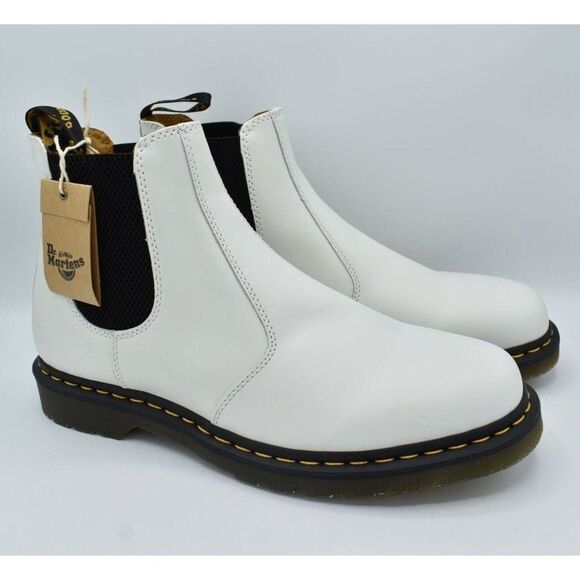 Dr Martens 2976 Mens Size 14 White Smooth Leather Chelsea Boots Shoes